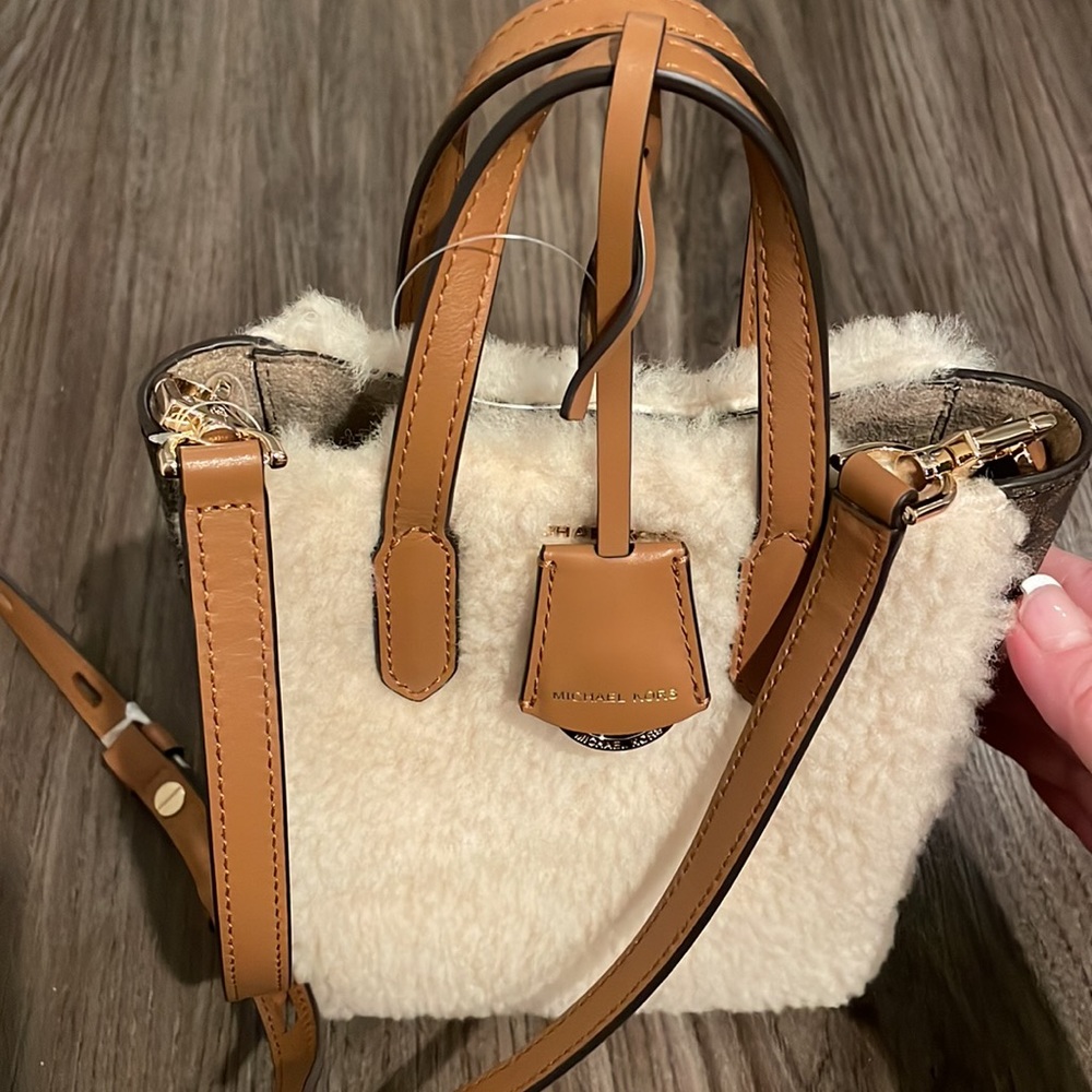 NWT Michael Kors Sinclair XS NS Sherpa Tote Crossbody Leather - Picture 2 of 7
